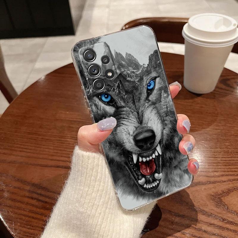 Wolf Lion Tiger Animal Clear Phone Case For Samsung Galaxy A56 A57 A37 5G A55 A54 A36 A35 A26 A25 A16 A17 A07 A52 A34 A21s Cover