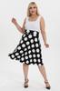 Women's Style Big Size Skirt Black White Polka Dot Pattern High Waist Flared Skirt