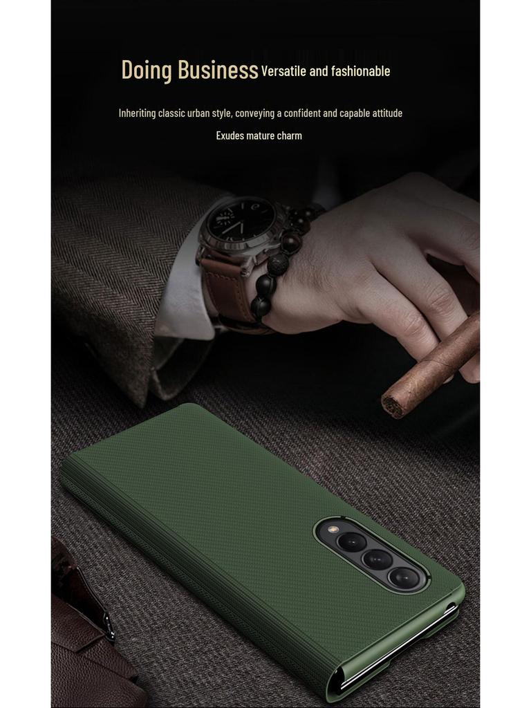 Чехол для серии Samsung Z Fold: Текстура углеродного волокна с кожей кевлар, Полное покрытие для Z Fold 4, 6 и 7