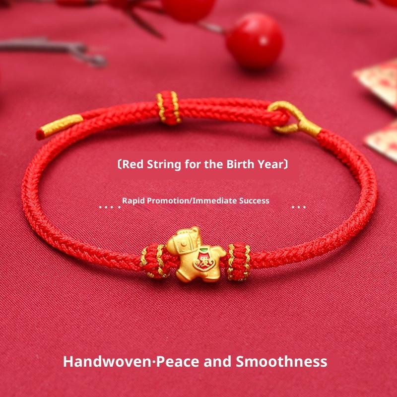 Браслет из красной плетеной веревки на год Лошади 2026 для женщин в китайском стиле, браслеты с бусинами в виде лошади, ювелирные изделия для благословения на Новый год, подарки