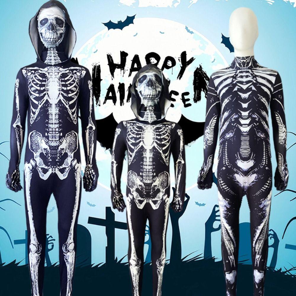 Polyester Halloween Cosplay Costume Separate Headgear Skull Bodysuits  Halloween