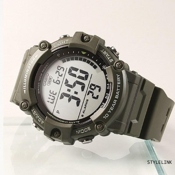 Casio G-Shock Military Watch, 10-year Battery, 5 Alarms, Waterproof Military Electronic Wristwatch + Genuine Case, Korean Manual, Khaki