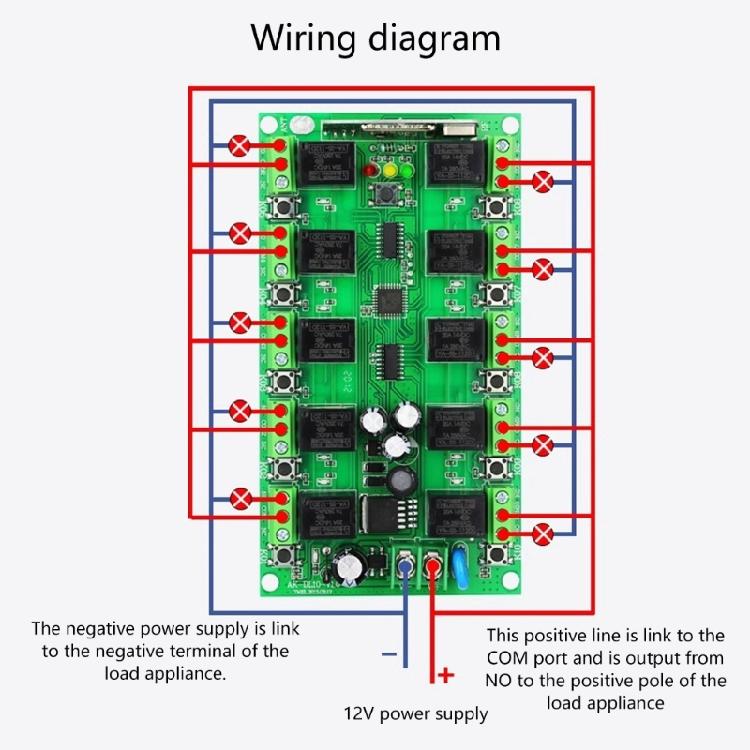 Многоцелевые дистанционные переключатели DC12V, 10 каналов, обучающий код, простые настройки, портативные, для освещения и контроля доступа