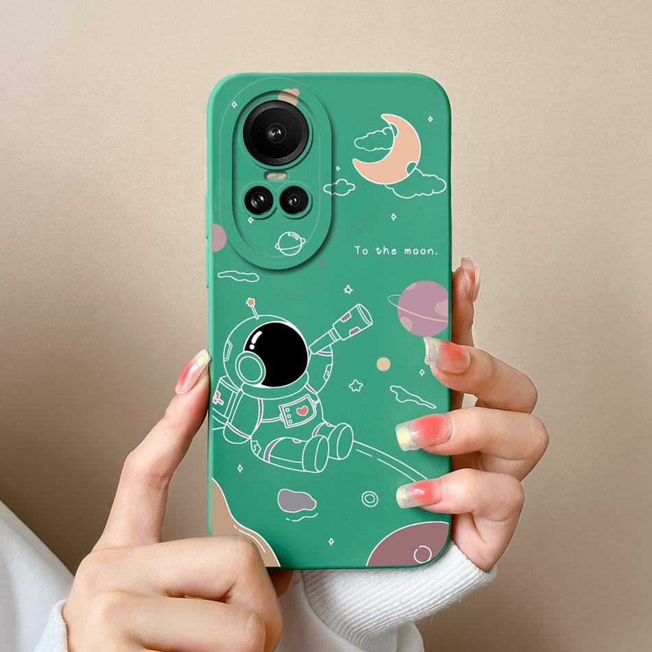 Cases For Oppo Reno 10 Pro 5G Flower Soft Smooth Liquid Silicone Lens Shockproof Back Cover For Oppo Reno10 Pro Coque Bumper