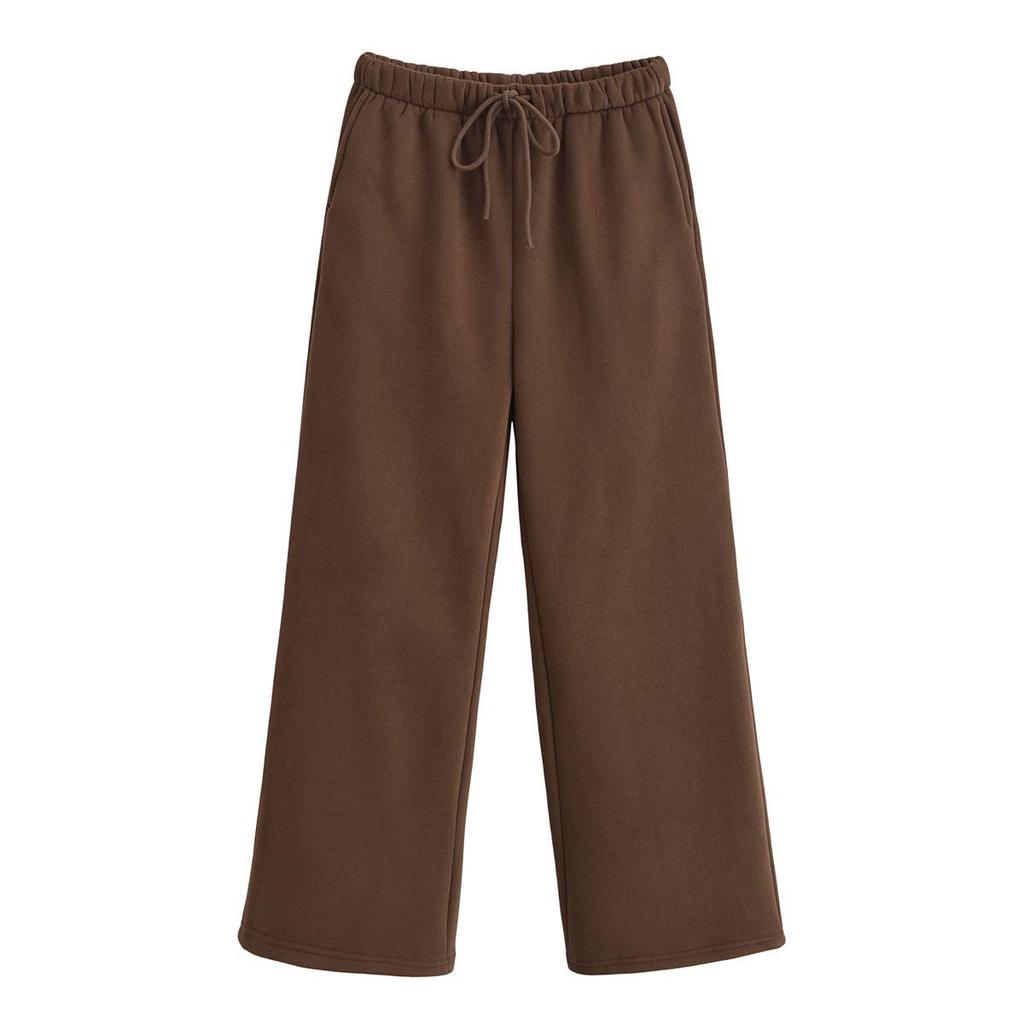 Весна 2025 Женский повседневный комплект куртка-свитшот на молнии и фланелевые брюки прямого кроя