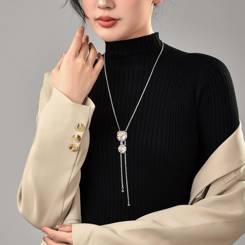 Серия Dopamine Color Stretch Длинное ожерелье Женское Revable Цветочное ожерелье с подвеской Модное хрустальное ожерелье с жемчугом Роскошное длинное ожерелье Цепи для свитера