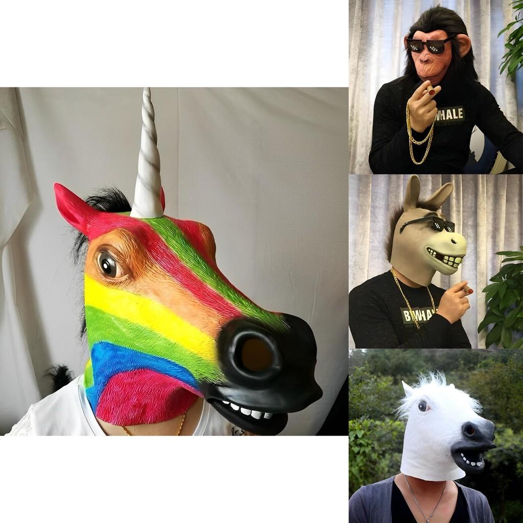 Маска головы лошади Хэллоуин Косплей Костюм Аксессуар Для взрослых Страшный И Реалистичный