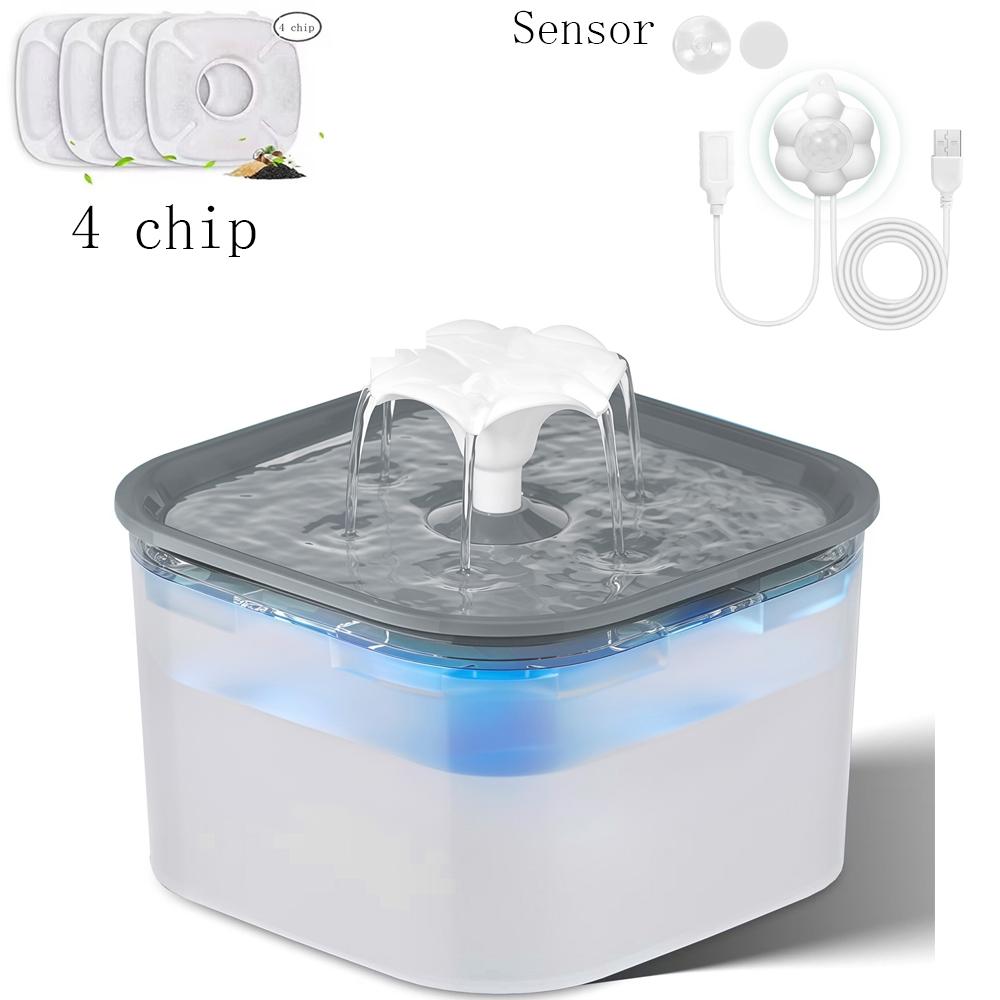 2.6 л Автоматический фонтан для воды для кошек с краном Диспенсер для воды для собак Прозрачный фильтр Поилка Сенсор для питомца Автоматическая кормушка для питья
