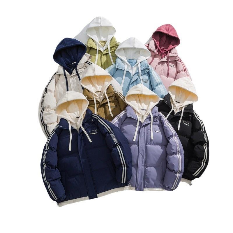 Новая парная свободная толстовка с капюшоном и хлопковой подкладкой, зимняя черная двухслойная утолщенная теплая хлопковая куртка