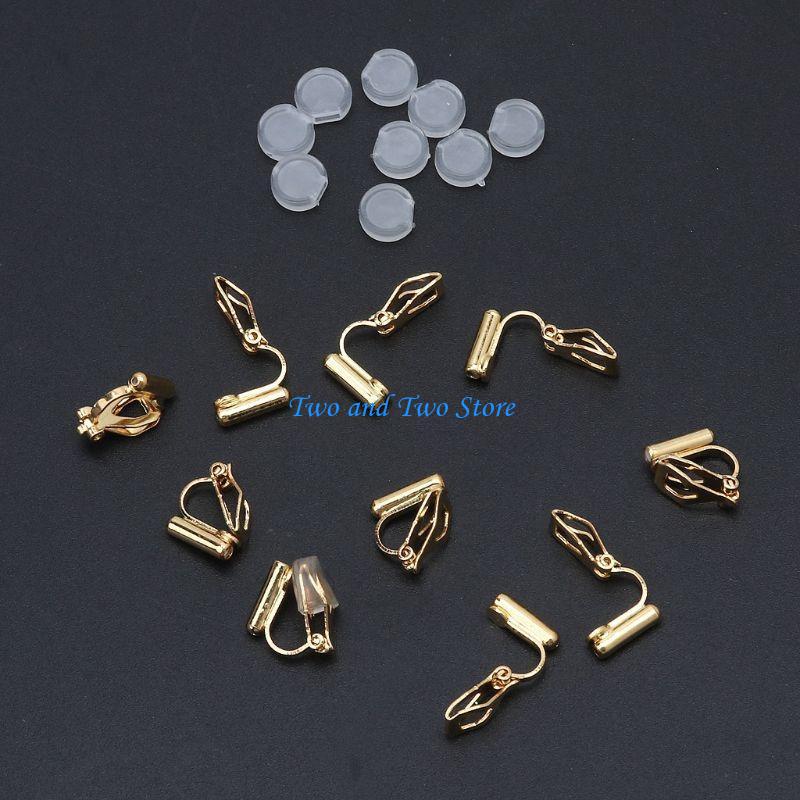 HX6F 20 Pcs Clip-on Earring Converters Turn Pierced Earrings into No-pierced Earrings
