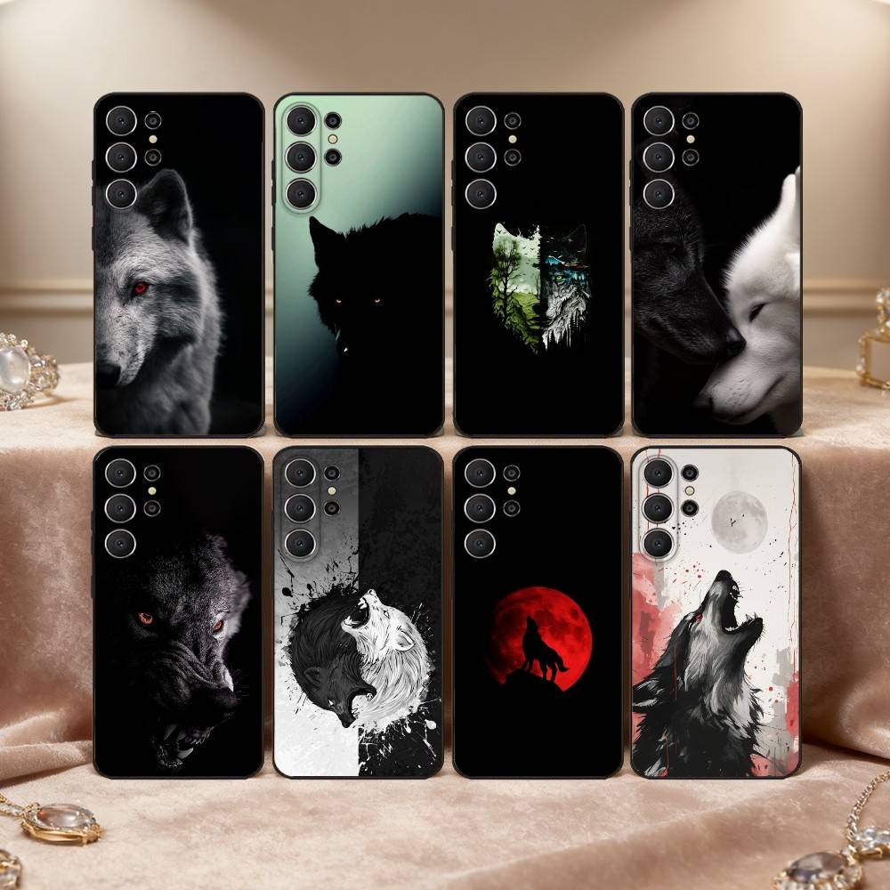 1 шт. Чехол для телефона с волком для Samsung S26, S25, 24, 23, 22, 30, 21, 10, 9, Ultra, Plus, Lite, FE Мягкий черный чехол