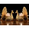 Metal Dancing Peacock Pair Vastu Figurine for Good Luck and Love | Votive Candle Holder for Home Dcor Tabletop Living Room ( SET OF 02)