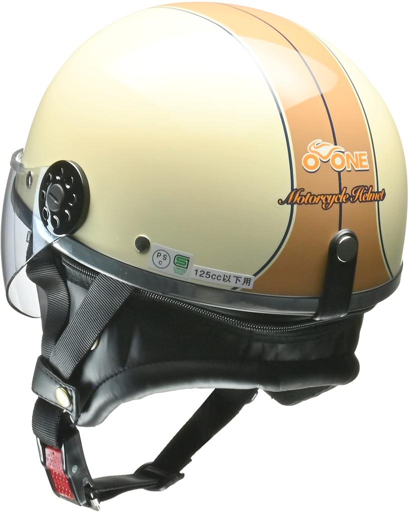 LEAD Мотоциклетный полушлем Универсальный размер O-ONE Слоновая кость/Коричневый - (57-60см)