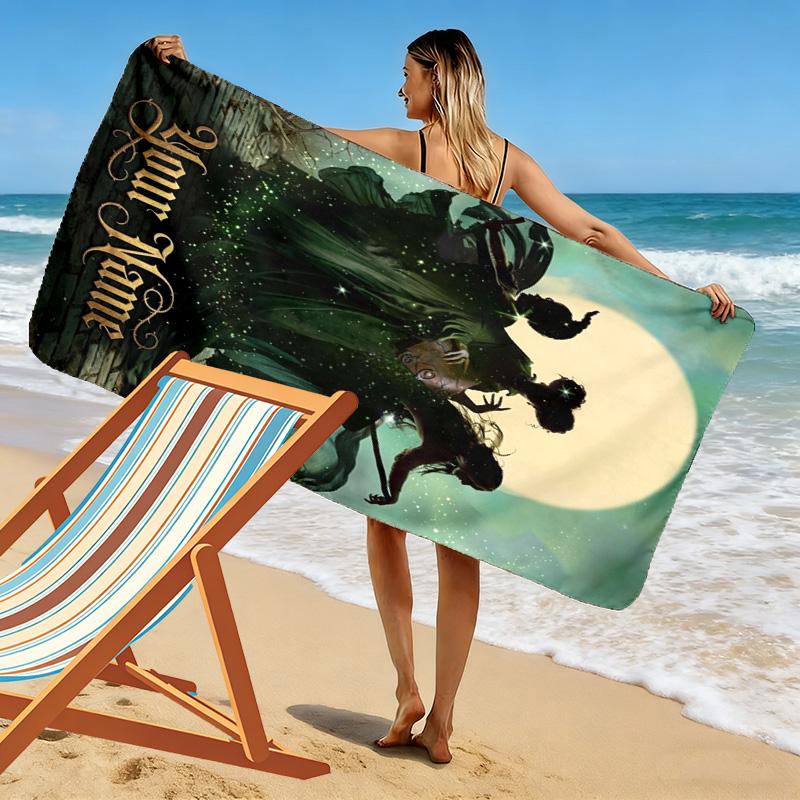 Name Custom Hocus Witch Print Beach Towel, Large Soft Quick Dry Towel for Beach Camping Swimming