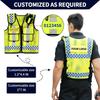 Custom Logo Breathable Safety Vest Mesh Adjustable Safety Workwear Vest with Pockets and Zipper for Men