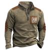 New Men's Sweatshirt Open Chest Stand Up Neck 3D Printed High Neck Zip Polo Shirt