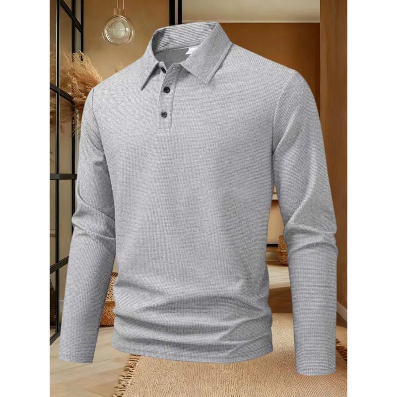 2026 Spring and Autumn Men's Solid Color 5-Color Long Sleeve Collar Loose Casual Polo Shirt
