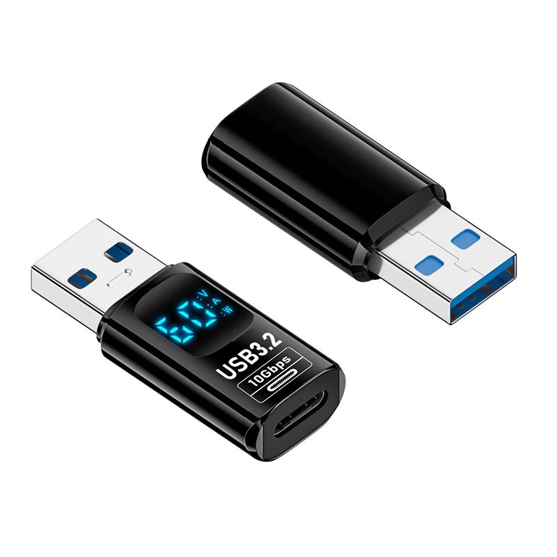 36 Вт 3A Qc зарядный адаптер с цифровым дисплеем напряжение ток измерители мощности Usb 3.2 10 Гбит/с Otg Usb A Male To C Pd 60 Вт зарядное устройство