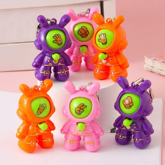 6/30 шт. Кролик-астронавт, игрушка для угадывания пальцем, пресс-игра «Камень, ножницы, бумага», мультяшный брелок с цепочкой из бусин, подарок на вечеринку