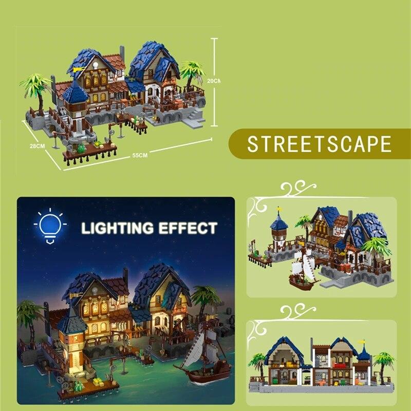 MOC Creative City Модель 89150 Средневековый рынок 3335 шт. Строительные блоки Кирпичи Развивающие игрушки для детей Рождественские подарки 89151 89152