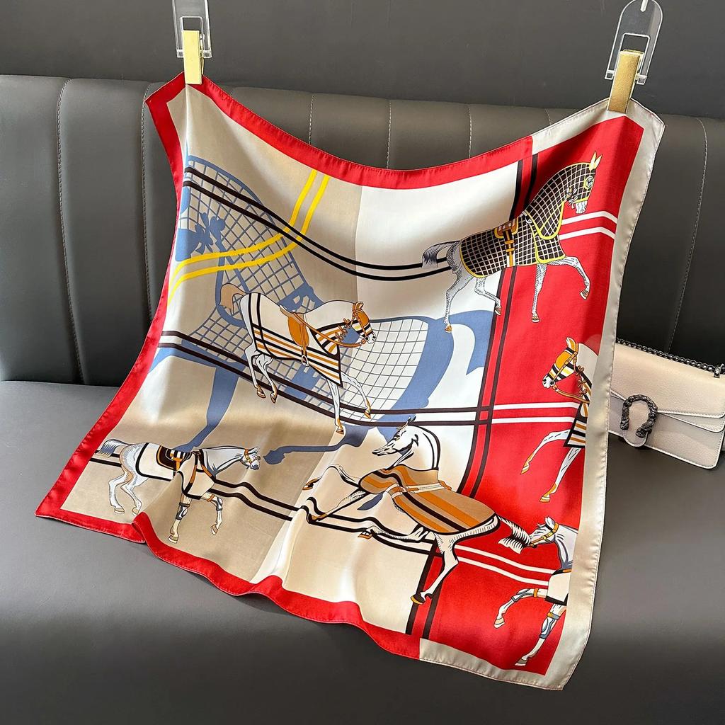 Новая Мода Роскошный Шелковый Платок Бандана Женские Повязки для Волос Квадратные Шарфы Галстук на Шею Шарфы для Сумки Сатиновый Женский Платок Повязка на Голову