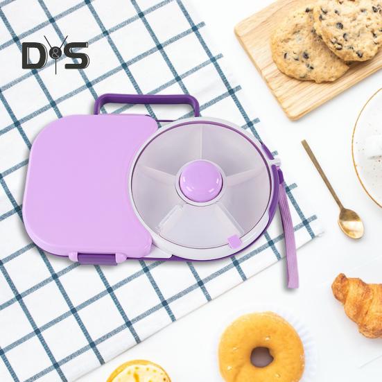 Вращающийся контейнер для закусок с крышкой, вращающийся набор, портативная коробка для конфет для детей, конфетный столик, тарелка для дыни, герметичная коробка для закусок для дома, офиса, школы, пикника