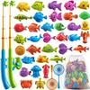 Магнитная рыбалка, игрушки для бассейна для детей 3-5 лет, водный стол, игрушка для детской вечеринки для ванной с удочкой и сачком, пластиковые плавающие рыбки