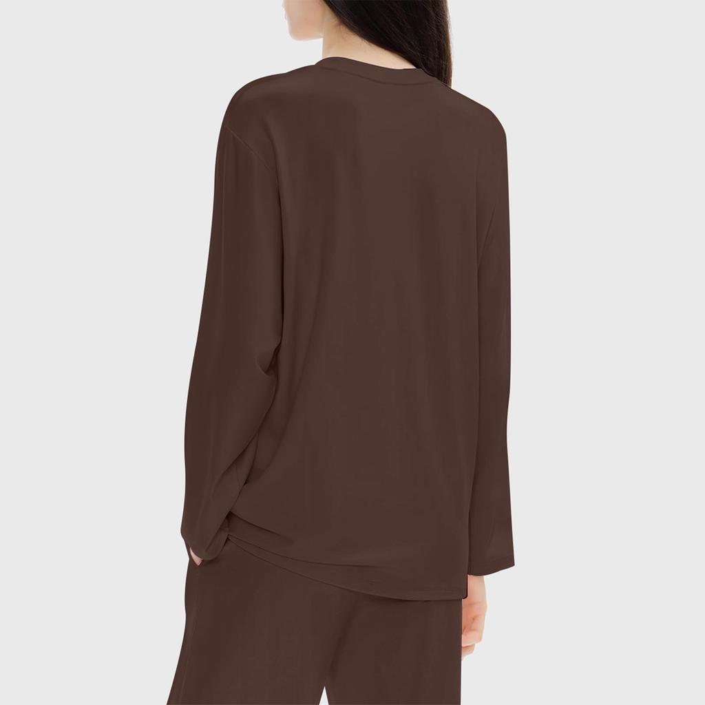 Женская модная повседневная блузка с длинным рукавом и круглым вырезом, пуловер