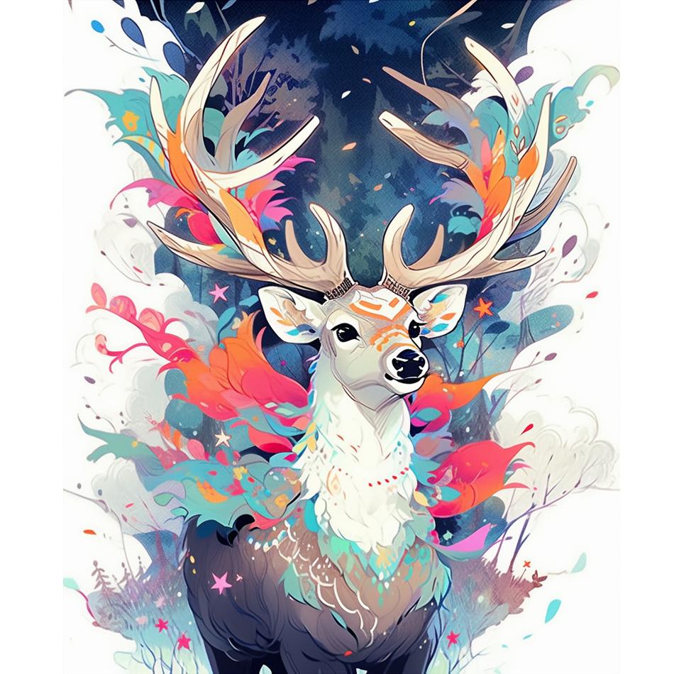 Рамка для рисования по номерам для взрослых, декоративные картины с оленями и животными, рисунок по номерам, домашний декор, уникальный подарок 40x50 см