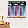 Metal Trophy Display Stand Athletic Award Organizer Never Give Up Theme Wall-Mounted Medal Display Rack Multi-Hook Home Decor