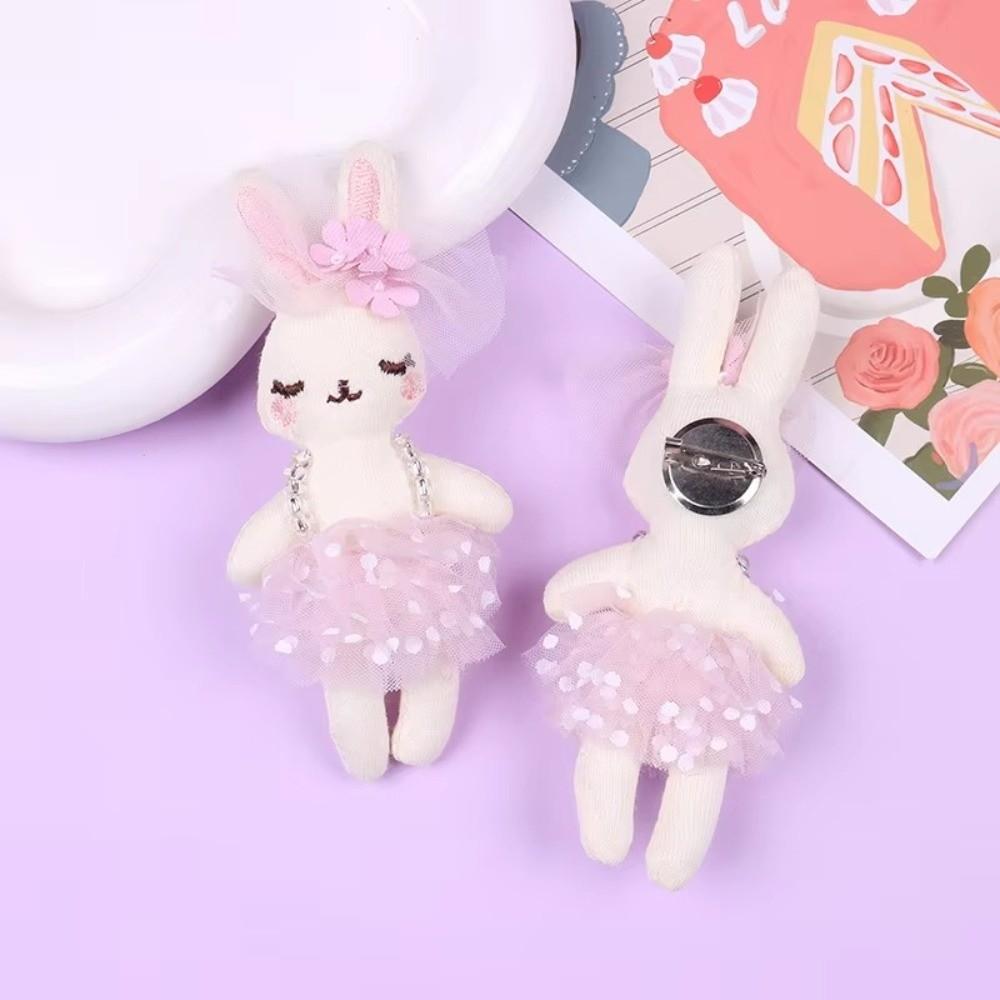 DIY Princess Hair Clip Handmade Stuffed Rabbit Doll Cute Bunny Plush Brooch Hair Clip Accessories