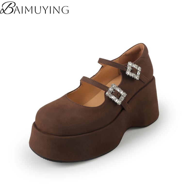 Модная платформа Мэри Джейн Обувь Женские Сандалии на танкетке Лето 2025 Новые Модные Лодочки Платье Мелкая Замша Элегантные Большого размера Zapatos De Mujer