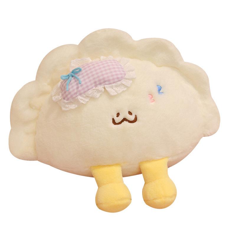 Furry Plush Dumpling Doll Kawaii Food Series Cartoon Dumpling Plush Stuffed Toys Soft Huggable Pillow Sweet Gifts for Kids