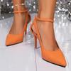Летние новые сексуальные европейские и американские женские туфли-лодочки на шпильке с вырезами, оранжевые модные туфли с острым носком на высоком каблуке, размеры 36-42