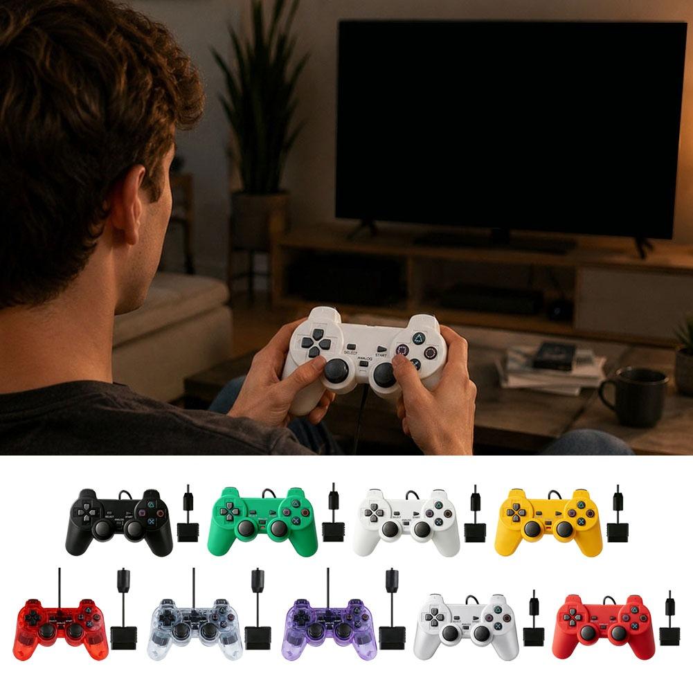 Wired Game Controller for PS1/PS2/PS2 Slim Console Wired Joystick Transparent Dual Vibration Gamepad Accessories 1