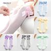 baby summer socks for newborn long socks set white mesh ruffle cotton soft long new born socks with bow princess birthday gift