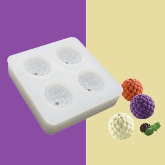 3D силиконовая форма для малины, 4 полости, многоразовая пищевая форма для выпечки для DIY, десертов, мусса, шоколада