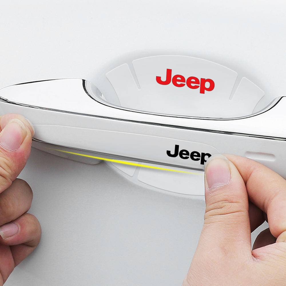 AOY5 Transparent Car Styling Door Bowl Handle Anti-scratch Guard Stickers For Jeep Renegade Wrangler jk Compass Cherokee Gladiator