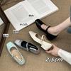 2025 New Girly~! French Retro One-word Buckle with Square Head Light Mouth Silver Mary Jane Single Shoes Women