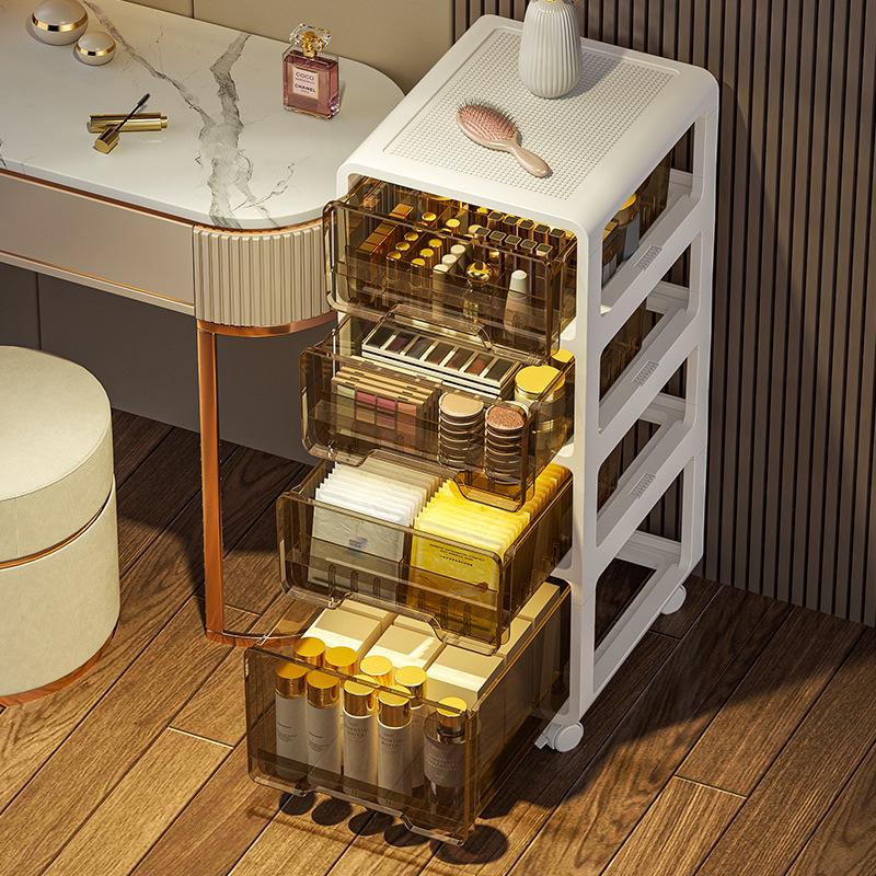 Стойка с выдвижными ящиками, прозрачный шкаф для хранения, большая вместимость, мобильная полка для хранения вещей для кухни, ванной комнаты