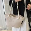 Women Straw Shoulder Bag Large Capacity Tote Bag Zipper Closure Casual Beach Bag for Daily Outings Travel Vacation Work