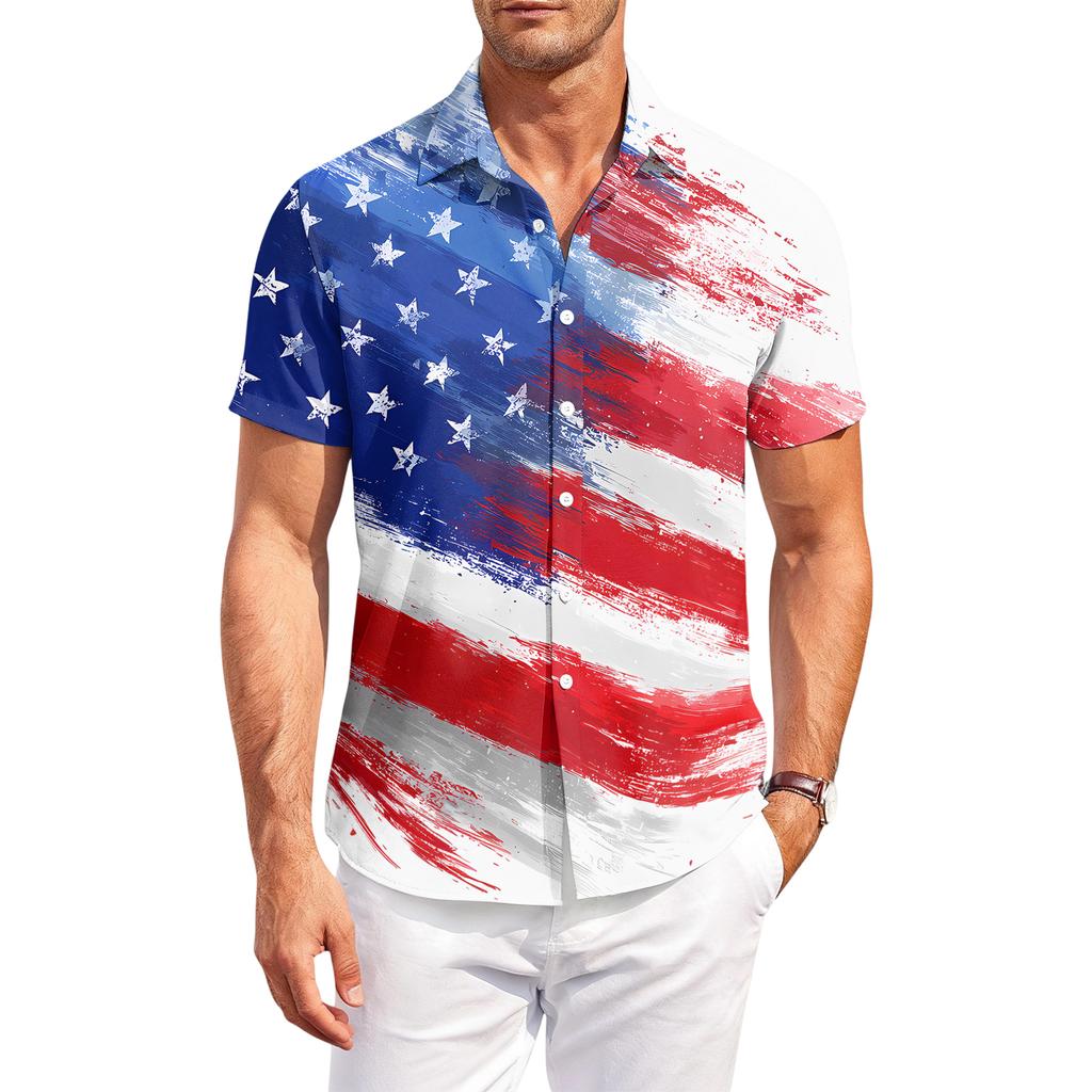 Men's Casual Short-Sleeve Collared Shirt