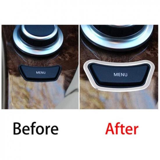 For BMW 5 Series 2004-10 Multimedia Button Switch Middle Console Silver Aluminum