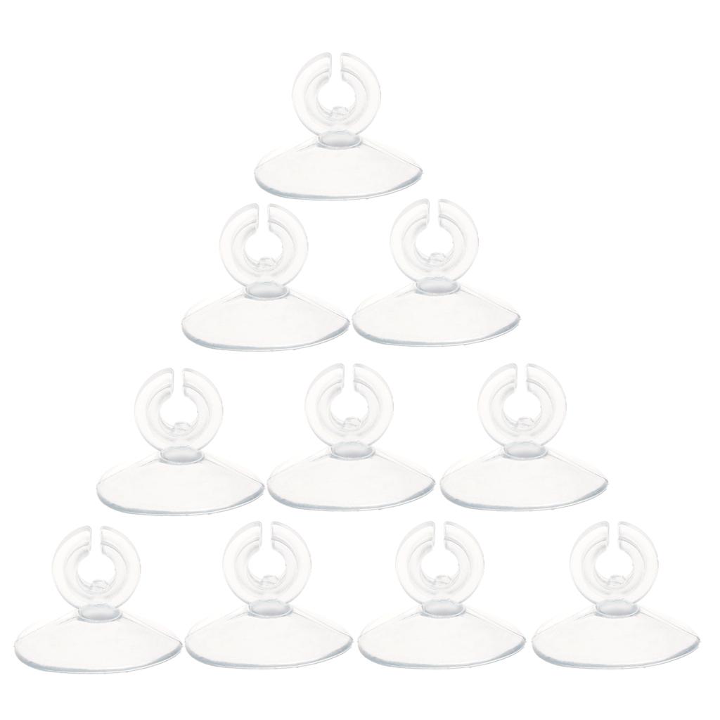 10-Pack Aquarium Suction Cups with Unremovable Clips 3cm Dia. Clear Soft Plastic Sucker for Fixing Fish for Tank Hose