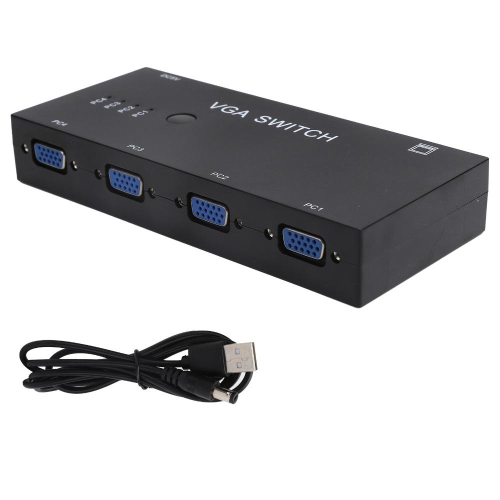 1920@1080P VGA Switcher 4 in 1 Out HD Video Sharer VGA Switch Box for VGA/XVGA/SVGA/UXGA TV Monitor
