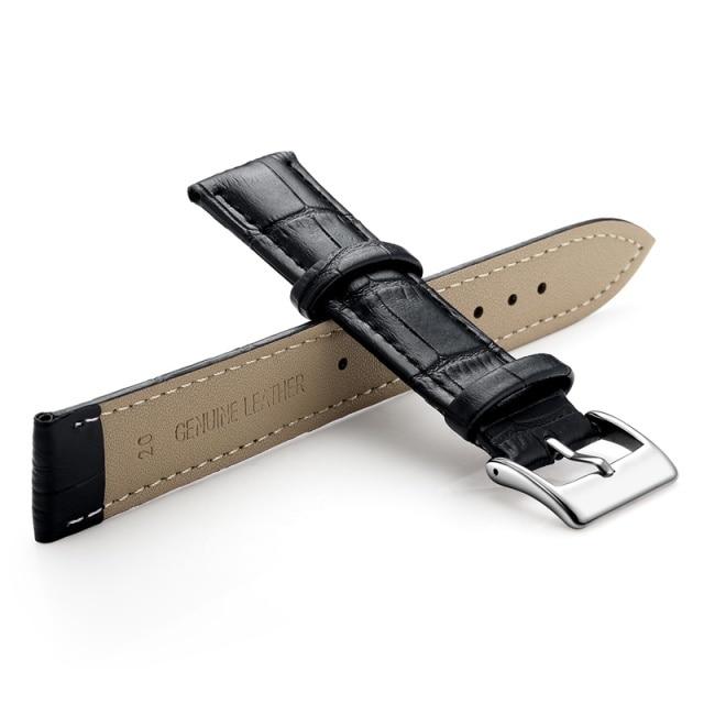 Ремешки для часов из натуральной кожи 14/16/18/20/22/24 мм, стальная пряжка, синий ремешок, высококачественный браслет на запястье + инструмент
