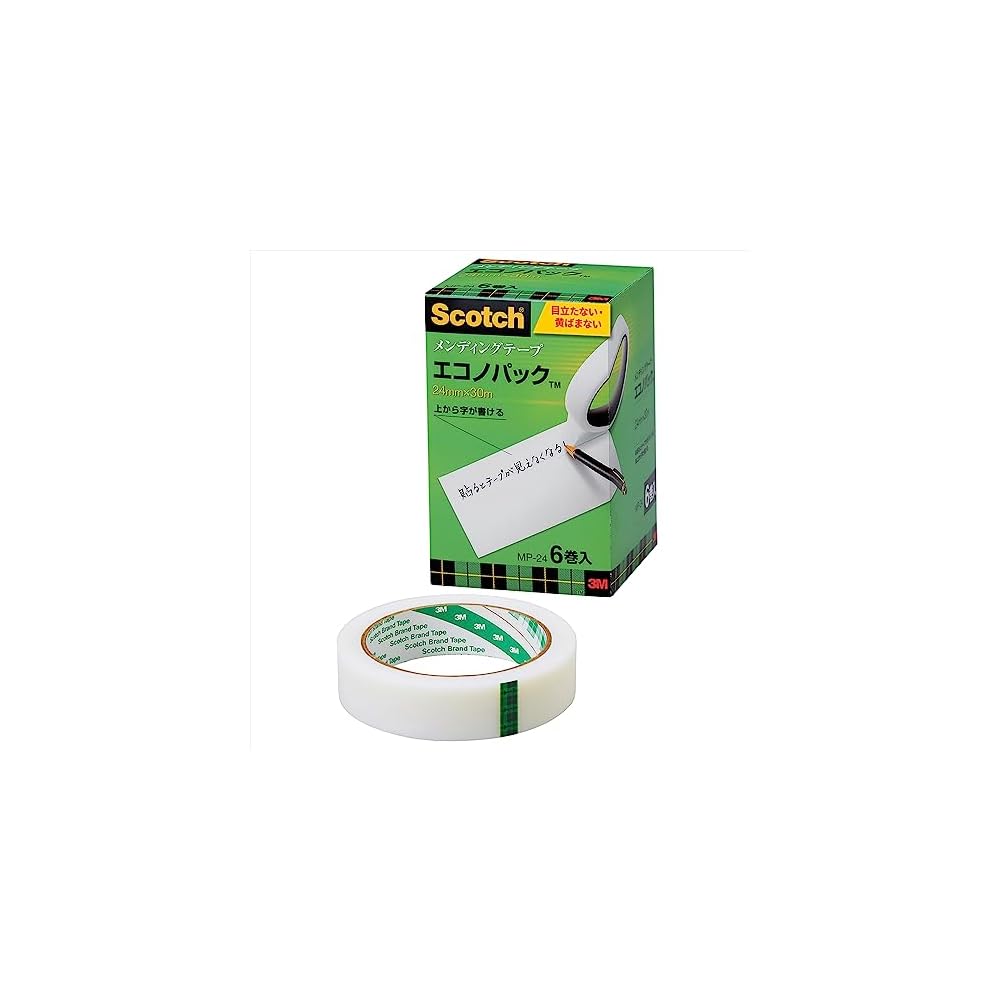 3M Scotch Tape Mending Tape 24mm x 30m Large Roll 6 Rolls MP-24