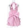 Spring Women's Fashion Is Sexy Slim Jacquard Halter Bow Dress