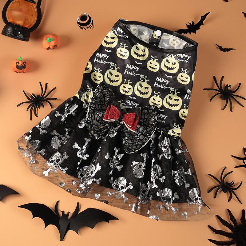 Костюм для собаки на Хэллоуин, забавное платье для собаки, юбка с узором из тыквы для домашних животных, чихуахуа, мопса, бишона, щенка, праздничные принадлежности, одежда для собак