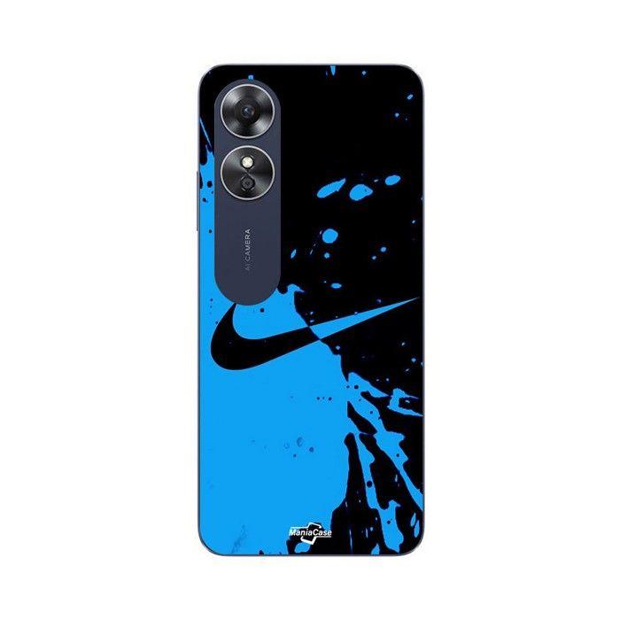 Coque de téléphone - MANIACASE - Oppo A17 - Couleur noir et bleu - Silicone TPU - Motif Nike logo